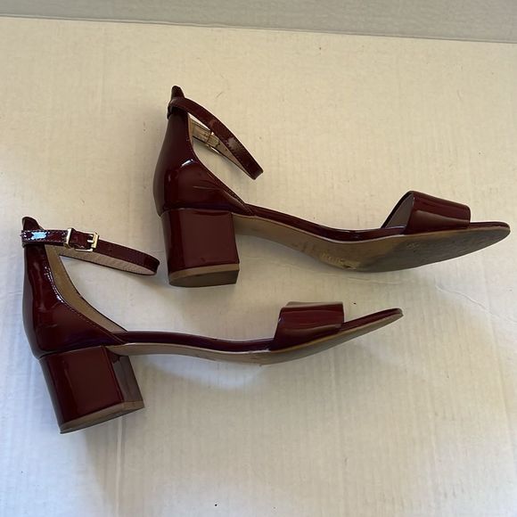 Free People Burgundy Red Patent Leather Ankle Strap Block Heels size 9 - Picture 10 of 12